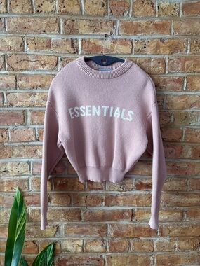 Fear of God ESSENTIALS Cropped Crewneck Sweater - Dusty Rose